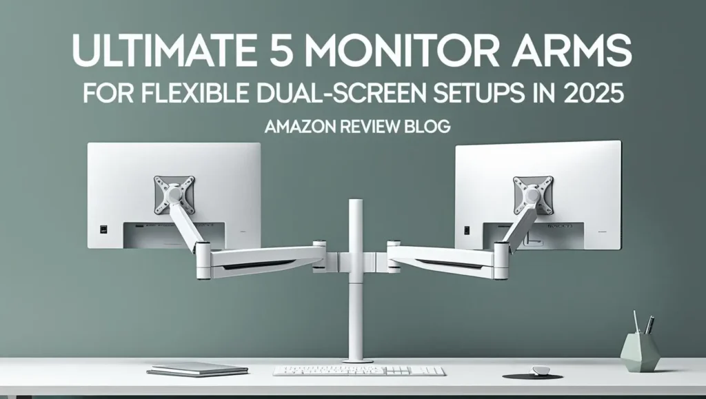 Dual monitor setup with arm-mounted screens