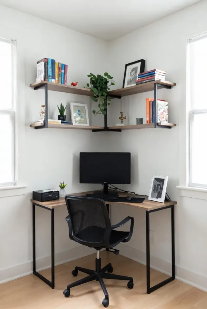 Modular storage and flexible desk setup in an evolving home workspace